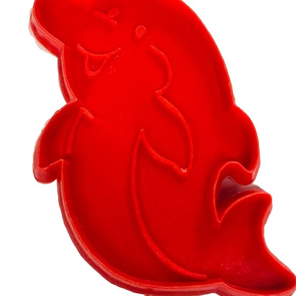 Dolphin Shaped Red Ocean Imprint Cookie Cutter 3 Inch - Picture 1 of 5